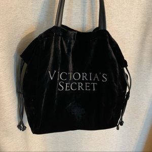 Victoria's Secret Black Velvet Drawstring Satchel